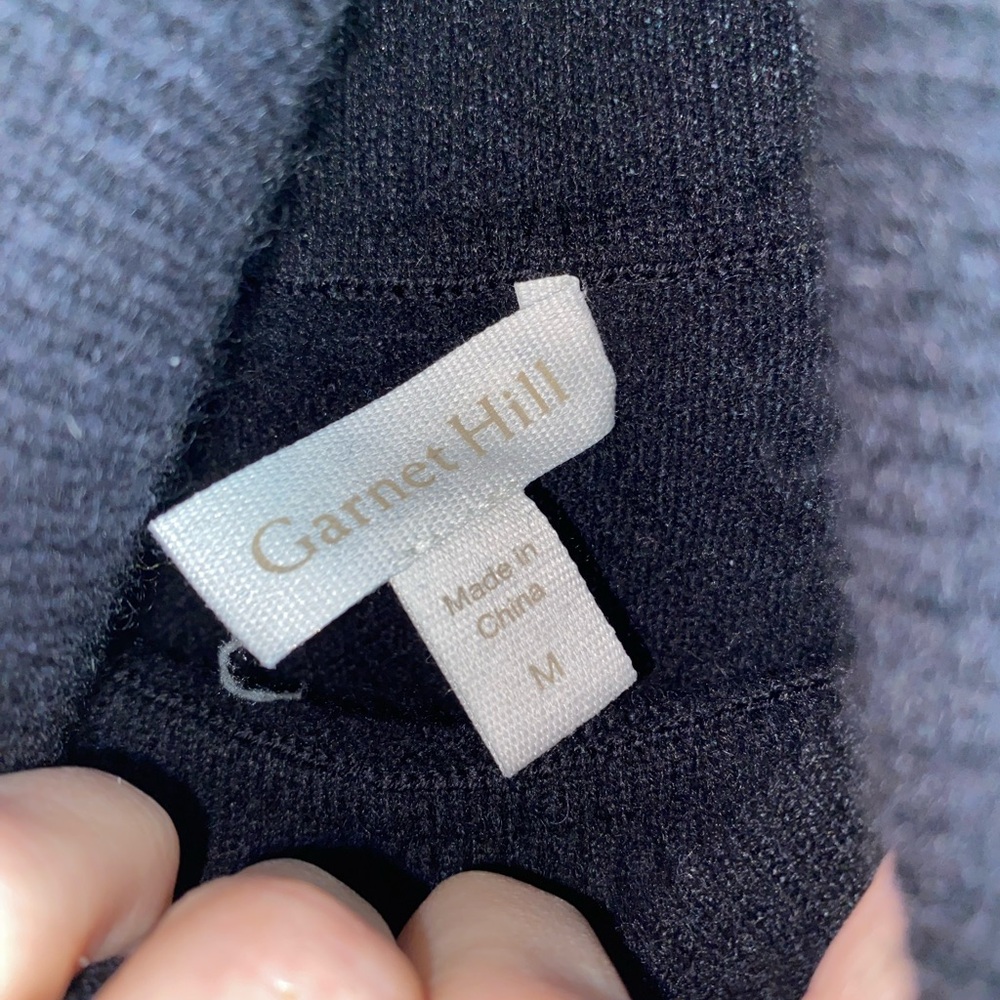 Garnet Hill Classic Black 100% Cashmere Turtleneck Sweater - Picture 3 of 6